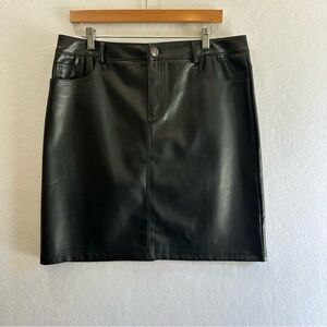 Tribal Brand Faux Leather Black Knee Length Skirt Size 12